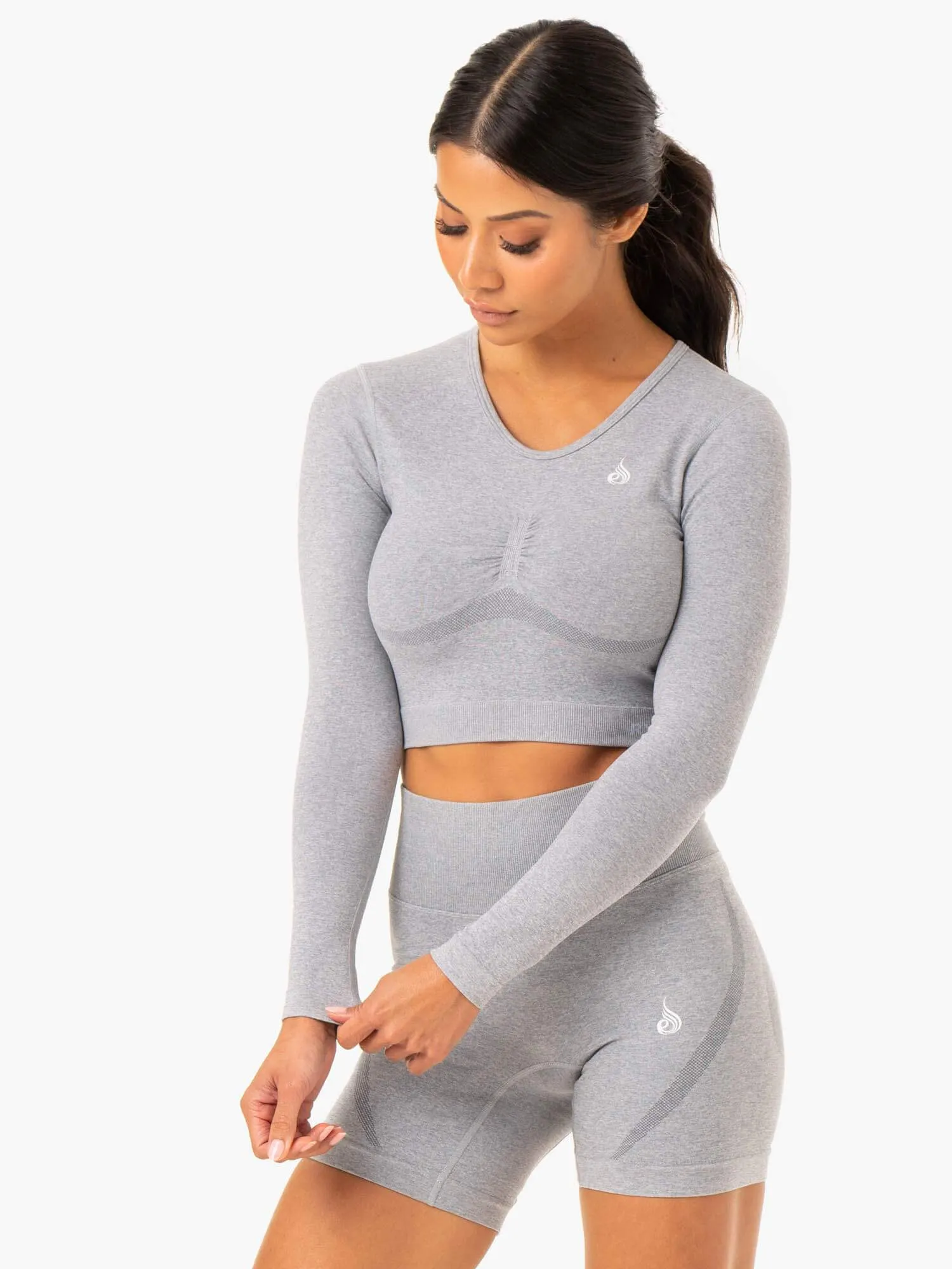 Sculpt Seamless Long Sleeve Top - Grey Marl