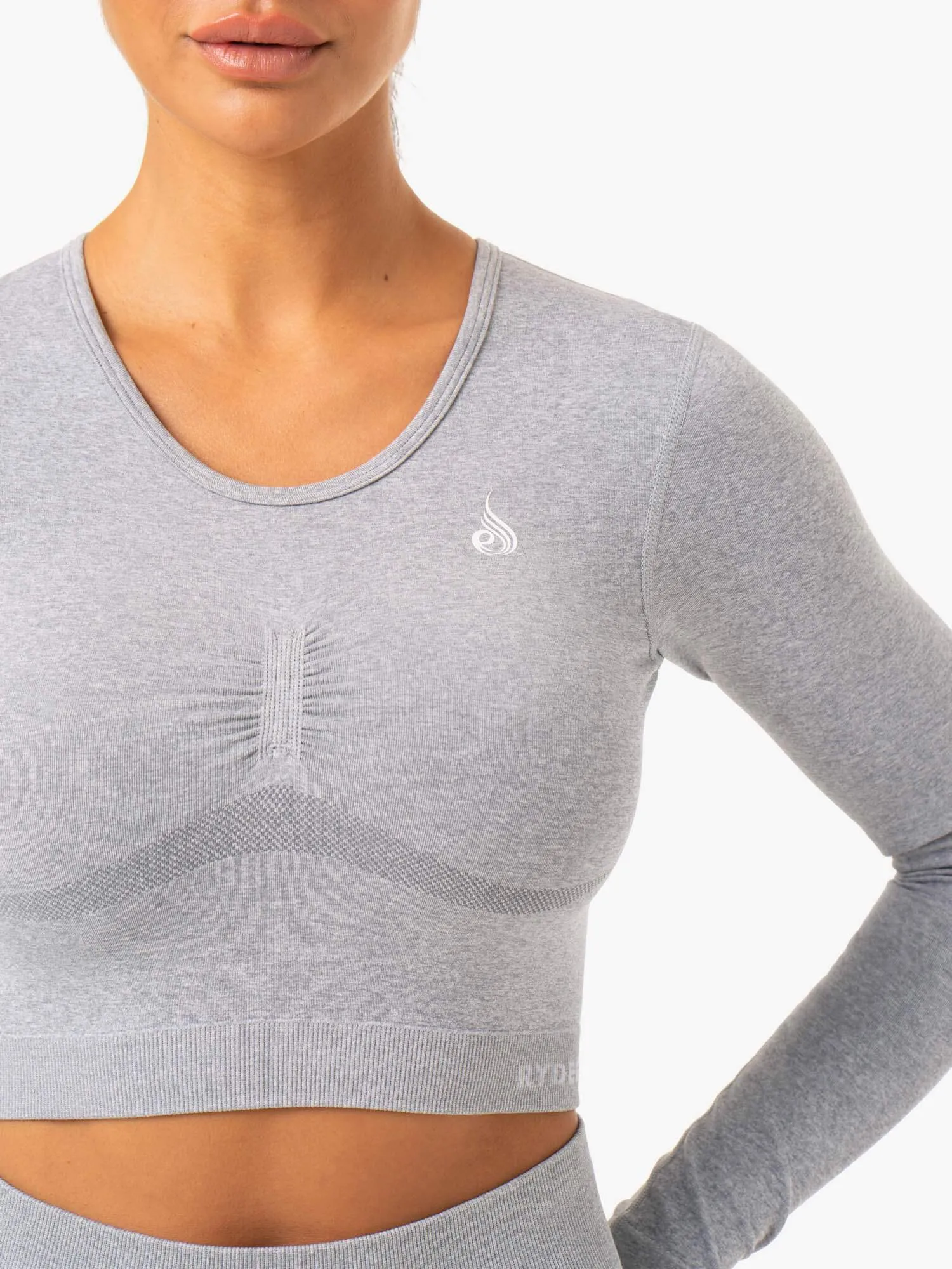 Sculpt Seamless Long Sleeve Top - Grey Marl