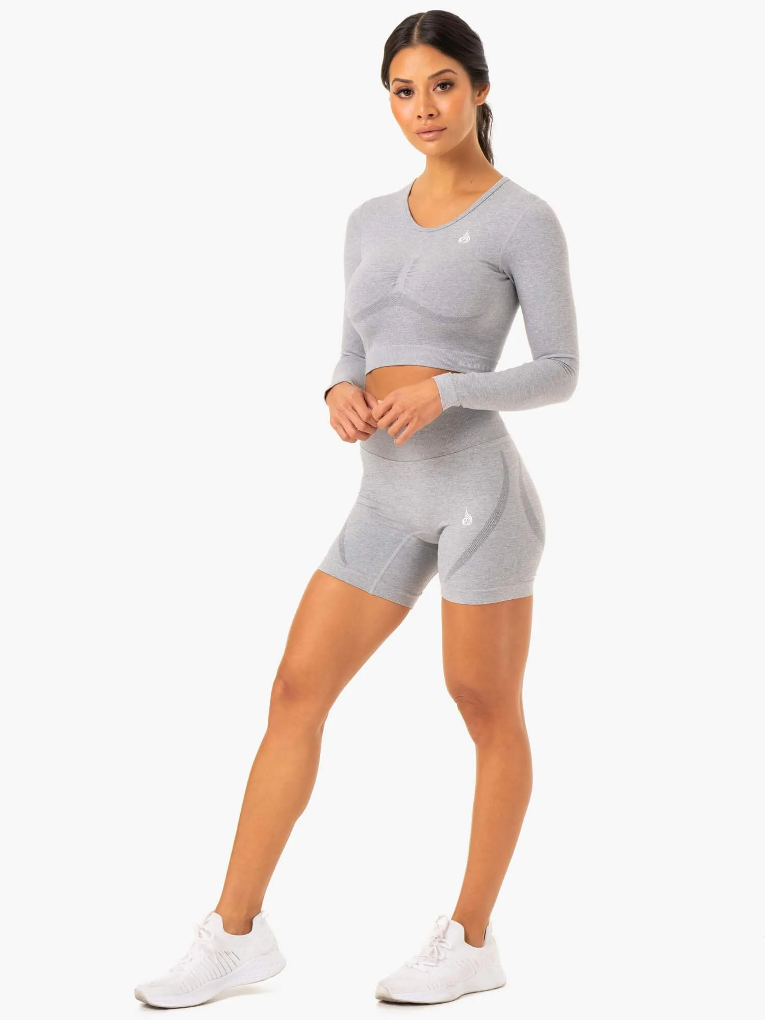 Sculpt Seamless Long Sleeve Top - Grey Marl