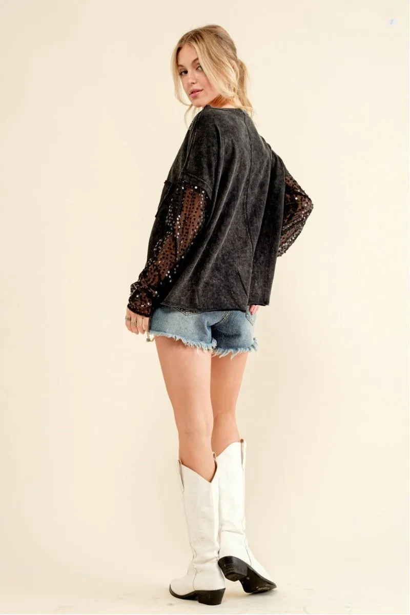 Sequin Sleeve Top