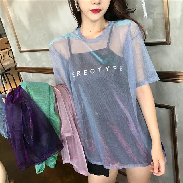 Sexy Transparent T-shirt Short Sleeve Two Piece Set AD11882