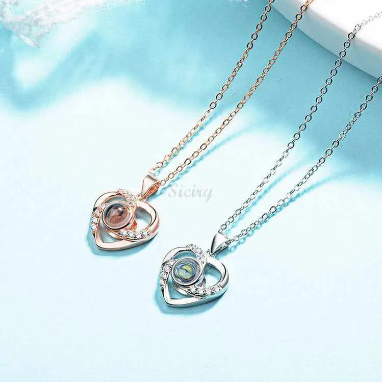 Siciry Personalized Projection Photo Necklace - Always Love