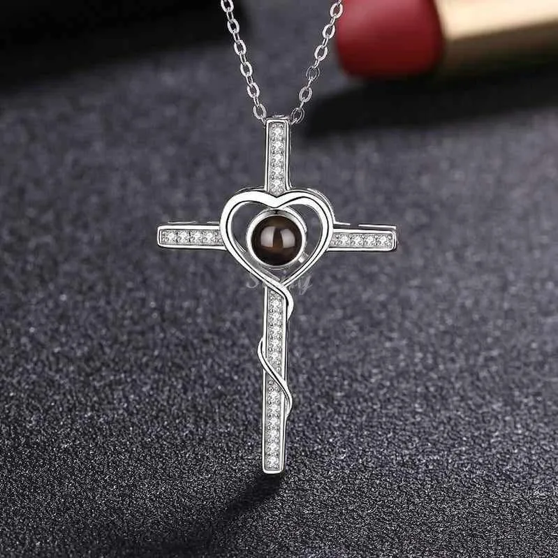 Siciry Personalized Projection Photo Necklace - Love Cross