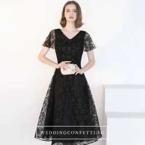 The Adella Short Sleeves Black Gown