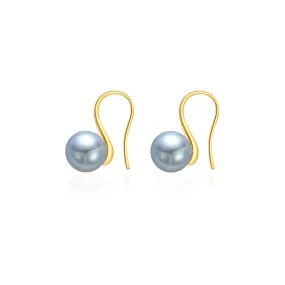 Top Lustre 18K Gold Silver Blue Akoya Pearl Earrings KE00166