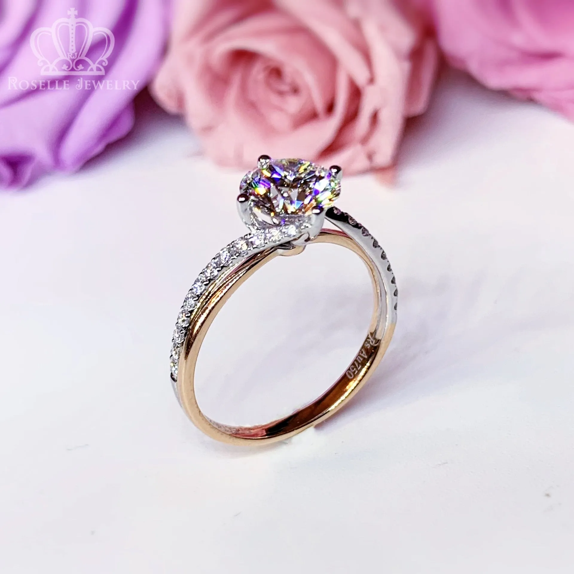 Twist Two Tone Gold Diamond Engagement Ring [Setting Only] - LGR125s