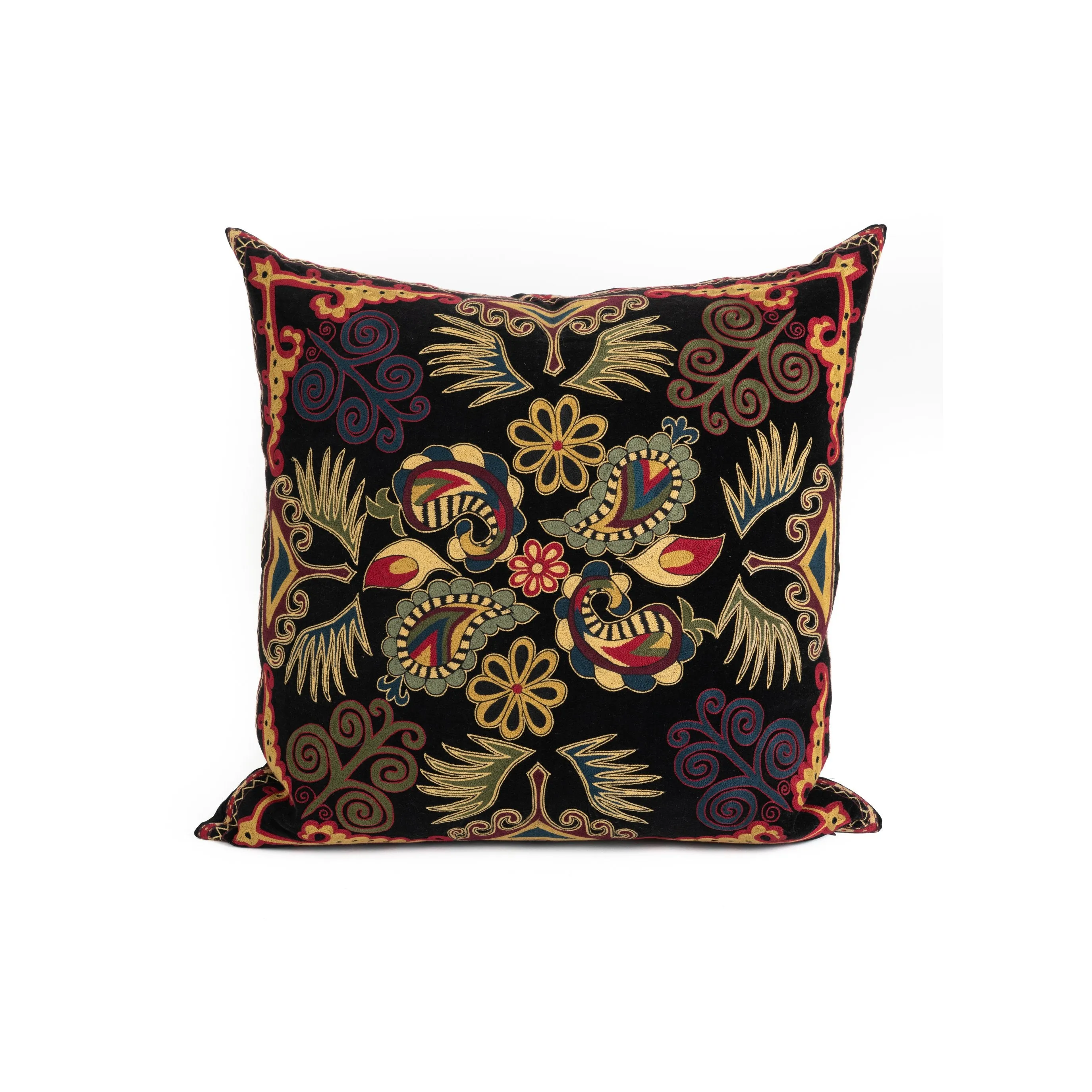 Uzbekistan Pillow Large - Black Paisley