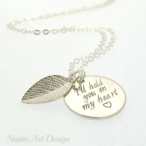 Valentines Leaf Necklace - Custom Coin Pendant