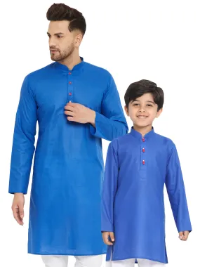 Vastramay Blue Cotton Baap Beta Kurta