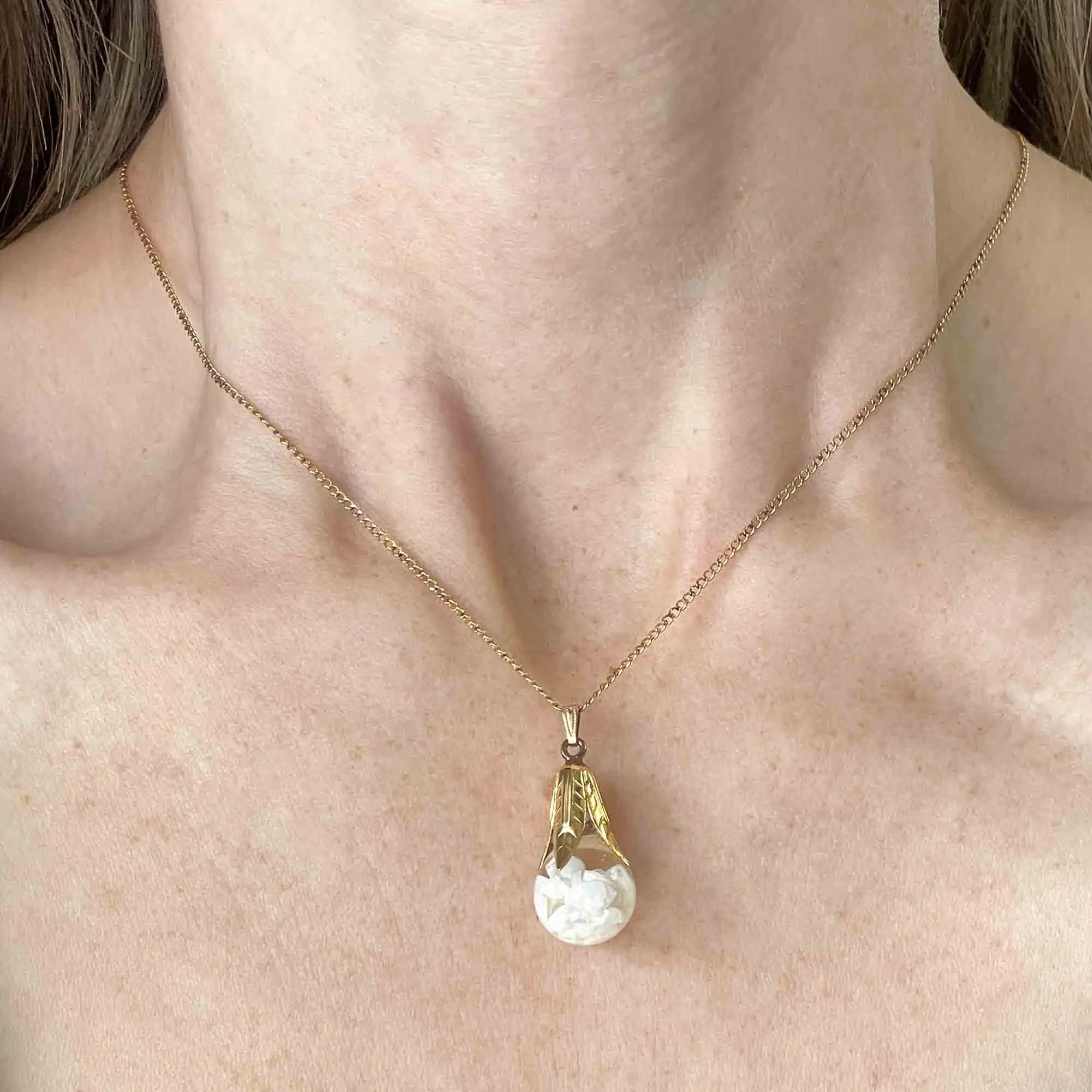 Vintage 12K Gold Filled Floating Opal Pendant Necklace