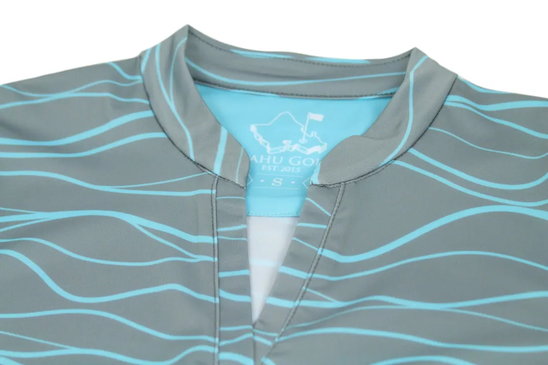 Wavy Blue Dunes- OGA Women's Polo - Gray / Sky Blue