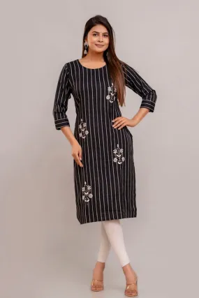 Women South Cotton Embroidered Plus Size A-Line Kurtis