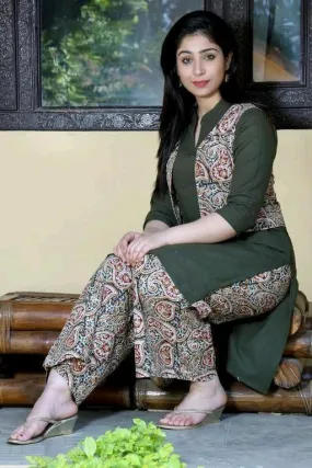 Women's Solid Rayon Kurta with Palazzos and Jacket Set