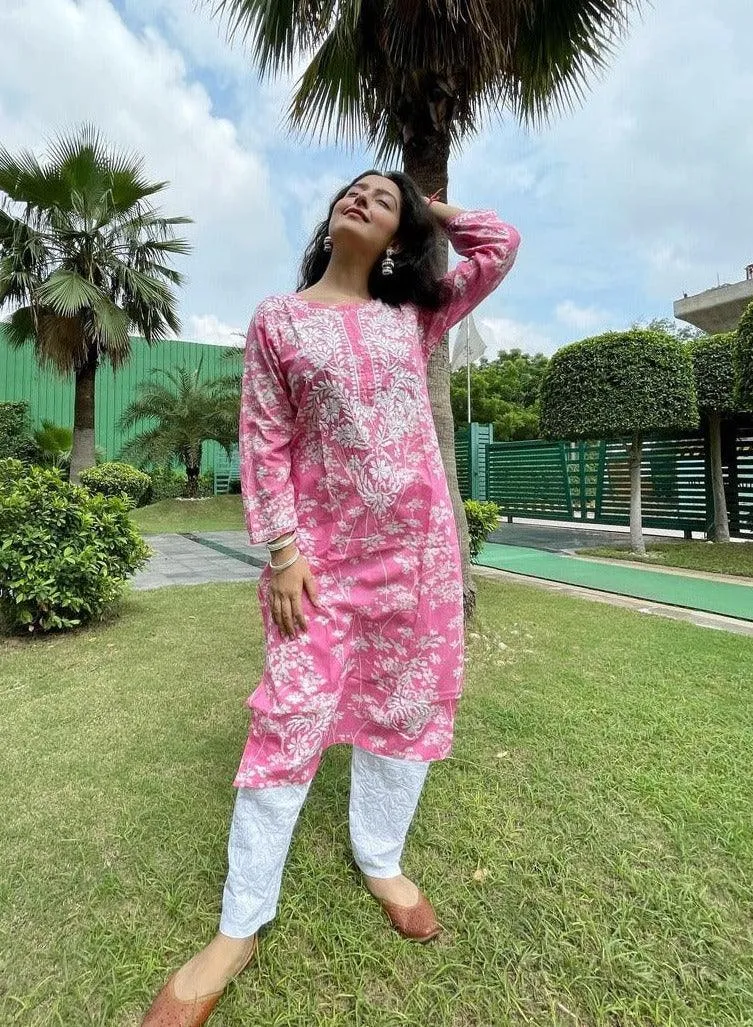 Zainab Chikankari Mulmul Straight Kurti