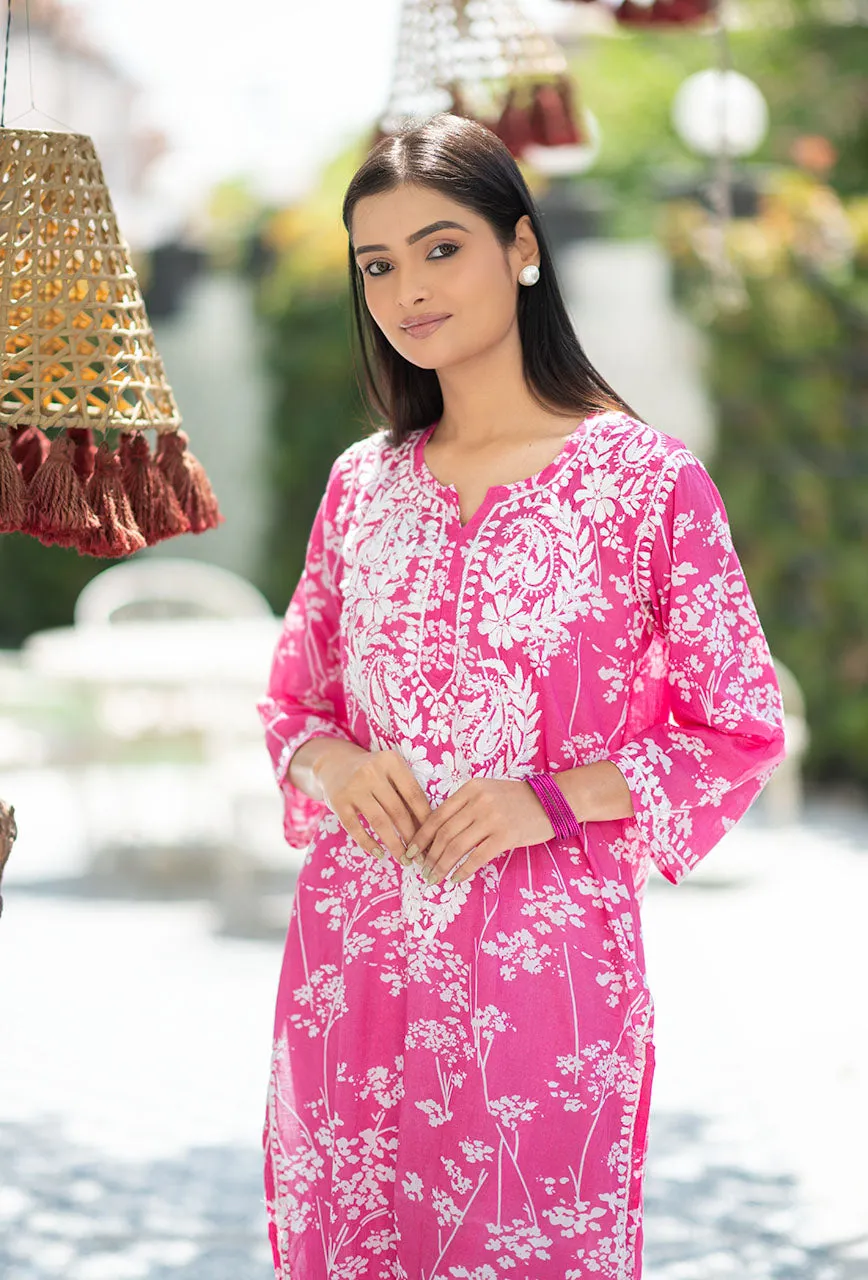 Zainab Chikankari Mulmul Straight Kurti