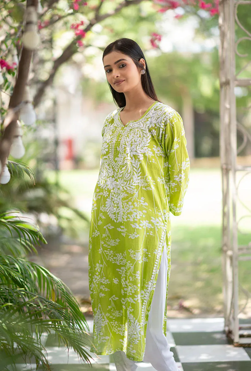 Zainab Chikankari Mulmul Straight Kurti