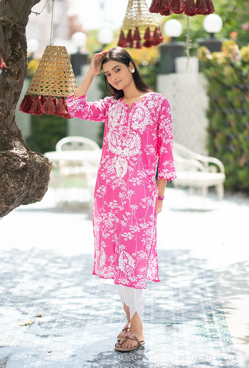 Zainab Chikankari Mulmul Straight Kurti