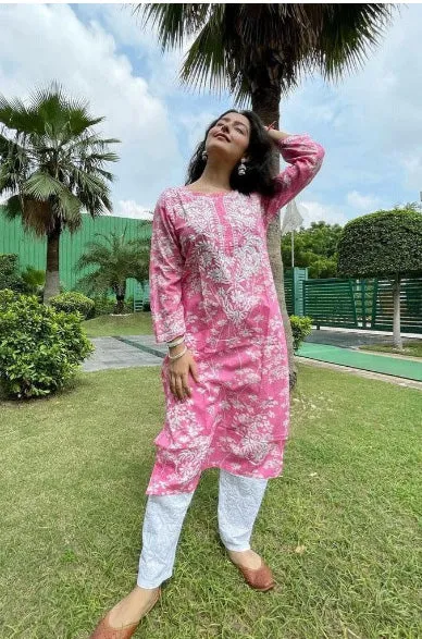 Zainab Chikankari Mulmul Straight Kurti