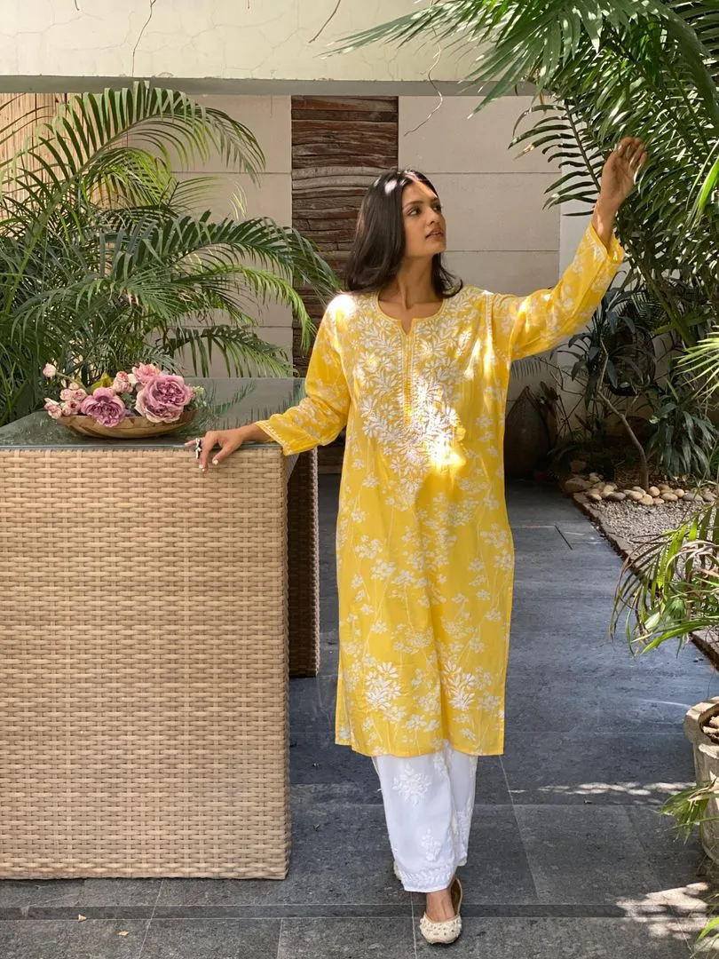 Zainab Chikankari Mulmul Straight Kurti